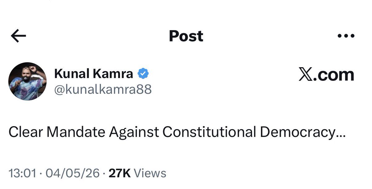 AnkurSingh's tweet photo. Do you know why Kunal Kamra is upset?

Bengal? No

Kamra used to hide in Tamil Nadu. Now with DMK gone, he will now have to shift to Kerala 😂 https://t.co/1PphY2bOd9
