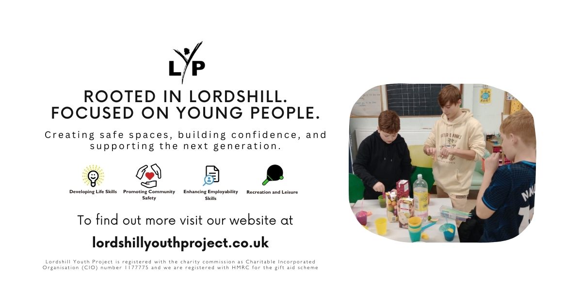 The_LYP's tweet image. Our focus at Lordshill Youth Project is simple supporting young people to grow, feel heard, and reach their potential. Every session, every conversation, every opportunity matters. 💙Find out more, visit our website: lordshillyouthproject.co.uk #YouthWork #Community #Support