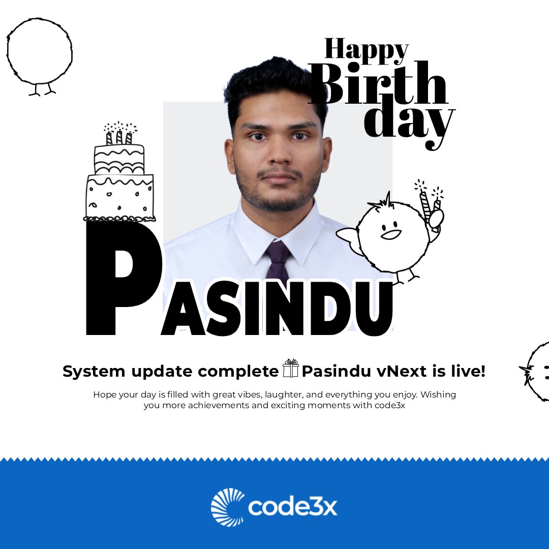 code3x_tech's tweet image. 𝐇𝐚𝐩𝐩𝐲 𝐁𝐢𝐫𝐭𝐡𝐝𝐚𝐲, 𝐏𝐚𝐬𝐢𝐧𝐝𝐮! 🎉

Wishing you a fantastic year ahead filled with success, growth, and happiness.

~ 𝓣𝓮𝓪𝓶 𝓬𝓸𝓭𝓮3𝔁

#code3x #celebrations #birthday