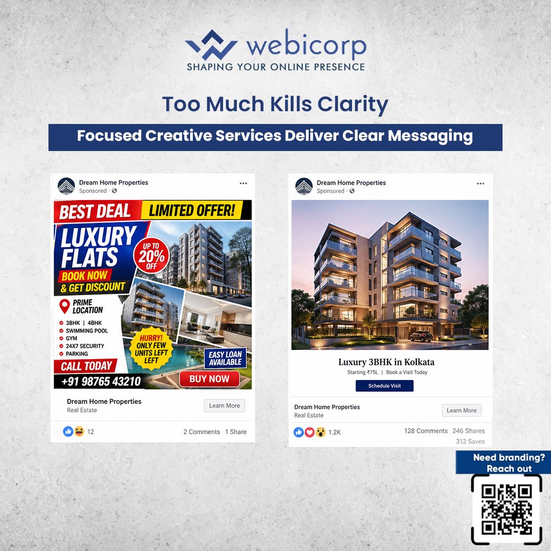webicorp's tweet photo. Overloaded visuals confuse audiences. Simple creatives communicate faster. Focused Creative Services improve clarity.

#Webicorp #CreativeServices #GraphicDesign #MinimalistDesign #brandclarity https://t.co/QxWN42a668
