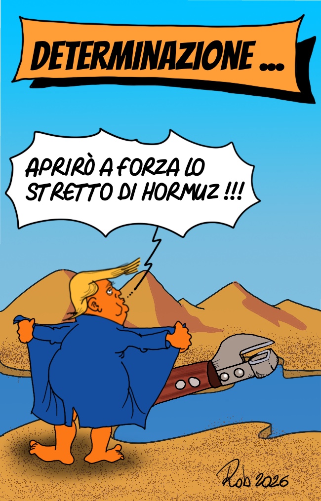 rattigandrawing's tweet image. l'apriscatole... #satira #vignetta #trump #hormuz