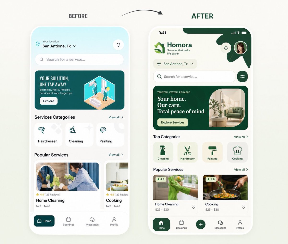 imuetinyanandre's tweet image. Redesigned a home services app UI  same concept, completely different feel.

#UIDesign #UXDesign #ProductDesign #MobileUI