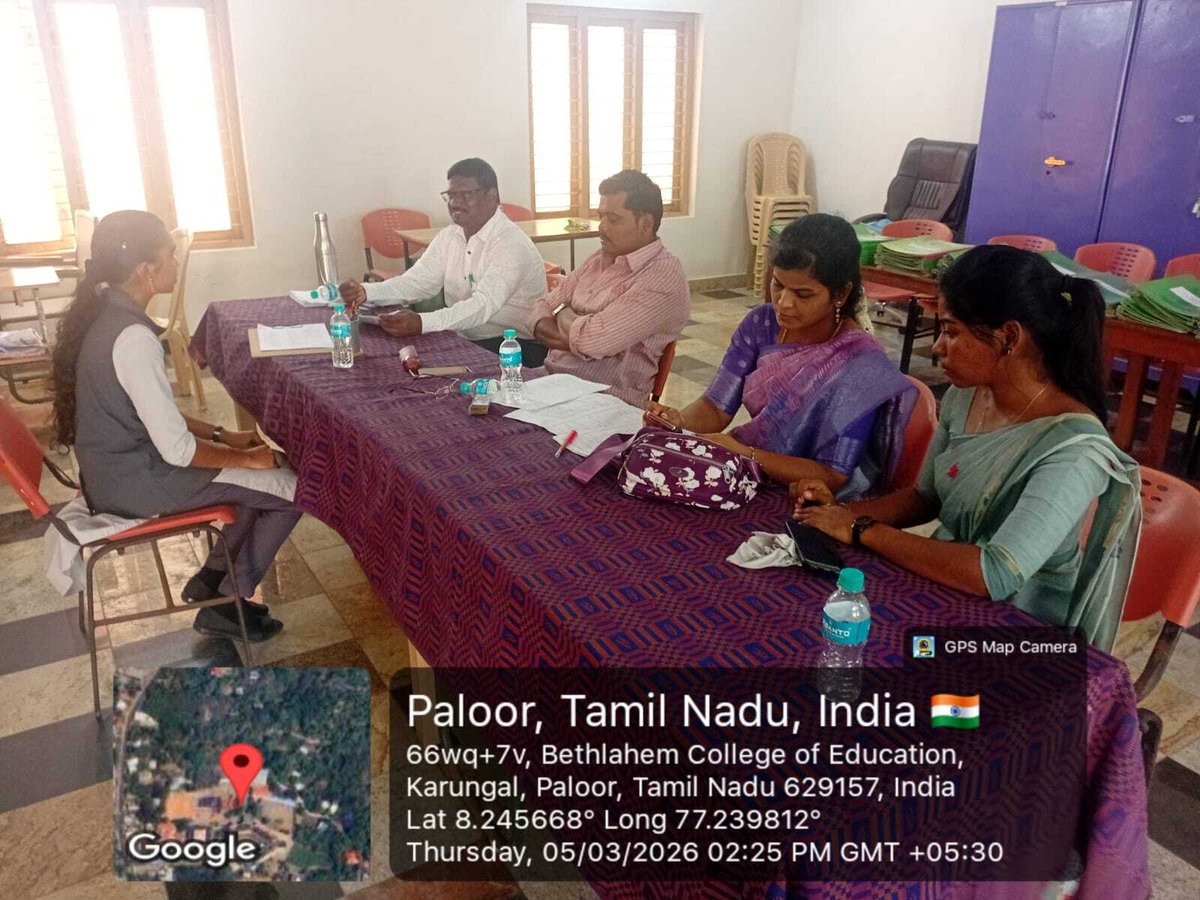BethlahemB's tweet photo. A campus interview was held at Bethlahem College of Education for the B.Ed. second year students. On 5th March 2026, representatives from Hilleya Matric Higher Secondary School, Devarkulam, visited our campus. Twenty seven students attended the interview. https://t.co/2GrkoxL4pi