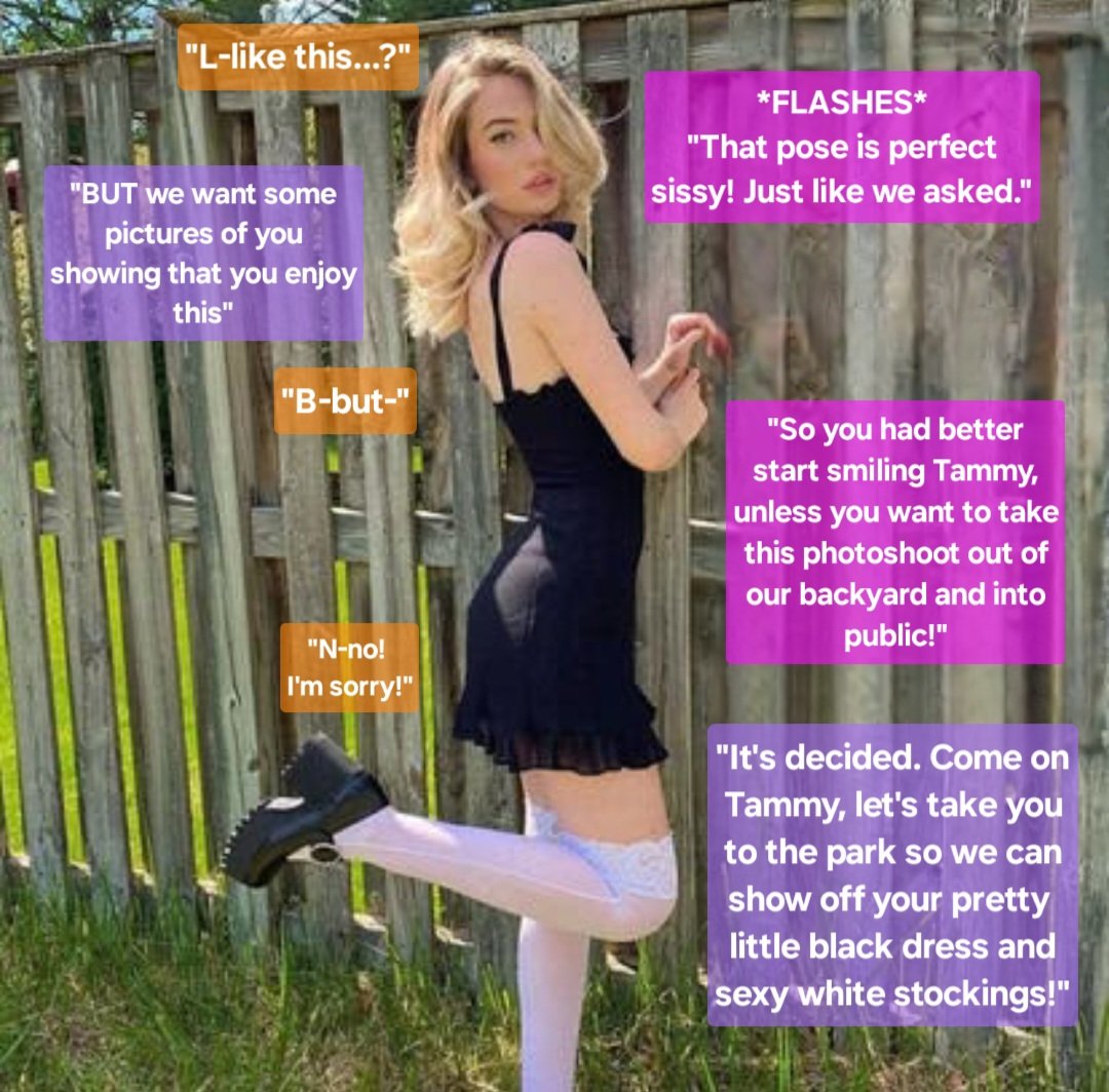 TammyLovisa101's tweet image. #backyard #girly #photoshoot #pose #sissy #photos #hot #black #dress #pretty #sexy #stockings #precious #feminized #cute #crossdressing #captions