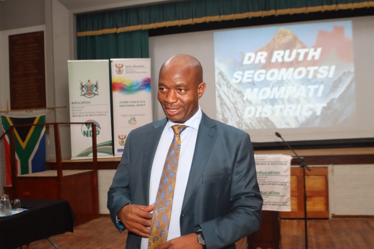 DBE_SA's tweet photo. Earlier this morning, the Director-General of the DBE, Mr Mathanzima Mweli convened a meeting with senior education officials from the Dr Ruth Segomotsi Mompati District at Stelland Primary School in the North West province as part of his #DistrictSupportProgramme.
#EducationZA #GovZAUpdates