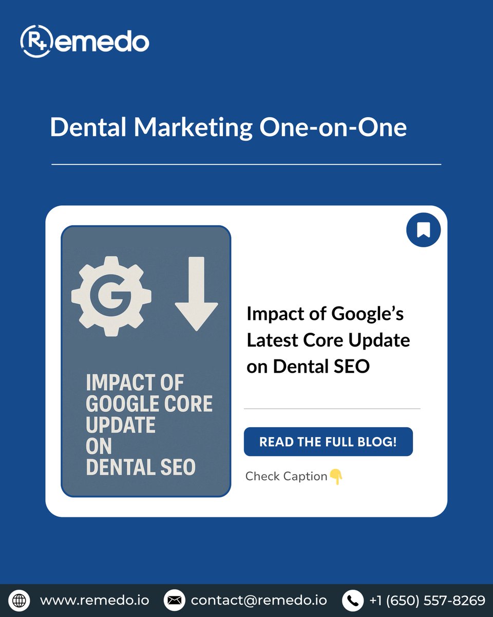 remedo_io's tweet photo. 🔄 Impact of Google’s Latest Core Update on Dental SEO
Google released its core updates in June 2025...

Want to stay ahead after Google’s core update?
👉 Read the full blog - https://t.co/hwyyGwTpnP
.
.
#DentalSEO #GoogleUpdate #SearchAlgorithm #DigitalMarketing #Remedo https://t.co/GVHvE0MWMR