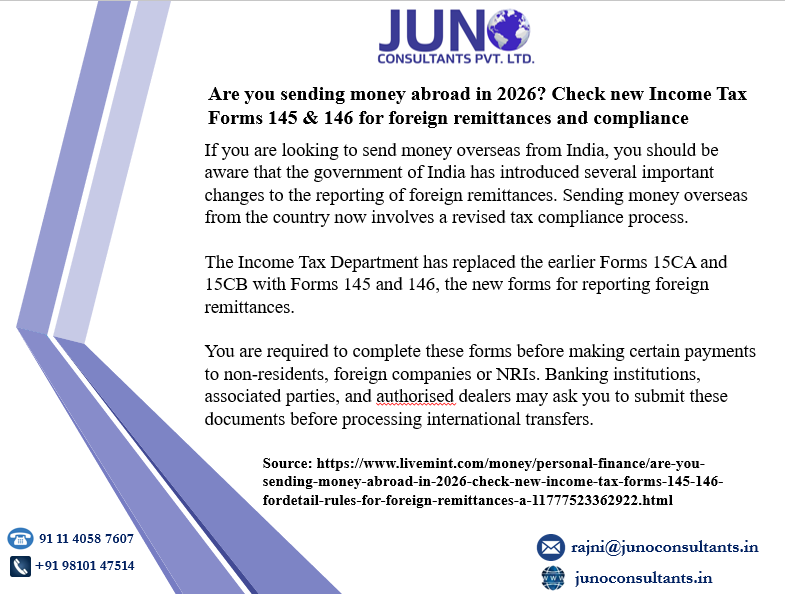 limited_juno's tweet image. Are you sending money abroad in 2026? Check new Income Tax Forms 145 &amp;amp; 146 for foreign remittances and compliance

#ForeignRemittance #IncomeTax #TaxCompliance #Form145 #Form146 #NRI #InternationalPayments #IndiaTaxUpdate #FinancialCompliance #CrossBorderPayments