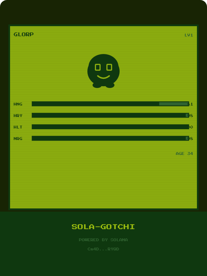 jasuke55's tweet image. My STARTER GLORP (LV1) on  SOLA-GOTCHI! #SolaGotchi #Solana #NFT

@Unrecycling @paracytchain
