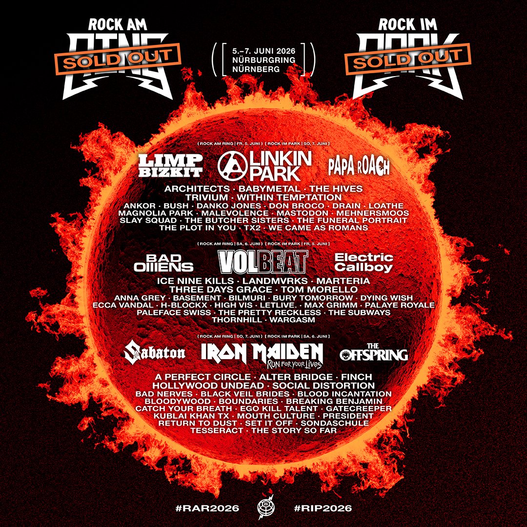 rockimpark_com's tweet photo. Das finale Line-up steht! Worauf freut ihr euch am meisten?
Leider mussten Badflower und The Garden ihre Auftritte in Europa absagen und sind nicht mehr dabei. Neu dazugekommen ist Anna Grey. https://t.co/tAcSpjc0eU