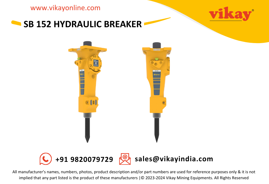 Vikay Mining Equipments is a worldwide distributor of Epiroc SB 152 Hydraulic Breaker - 8460030040 suitable for excavators of 1.9 - 4.5 tons (4200-9900 lb), used in demolition, renovation, trenching etc from India

Product Link: vikayonline.com/product/epiroc…
Email: sales@vikayindia.com
