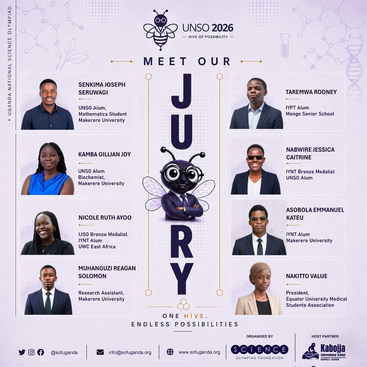 sofuganda_'s tweet photo. 𝗧𝗵𝗲 𝗝𝘂𝗿𝘆 𝗶𝘀 𝗜𝗻! 🔥🐝: 56 brilliant minds. Decades of combined experience. One mission: to make the 2026 UNSO the best edition yet.

Meet the full Jury Panel of the Uganda National Science Olympiad 2026... https://t.co/DcSogVmafI