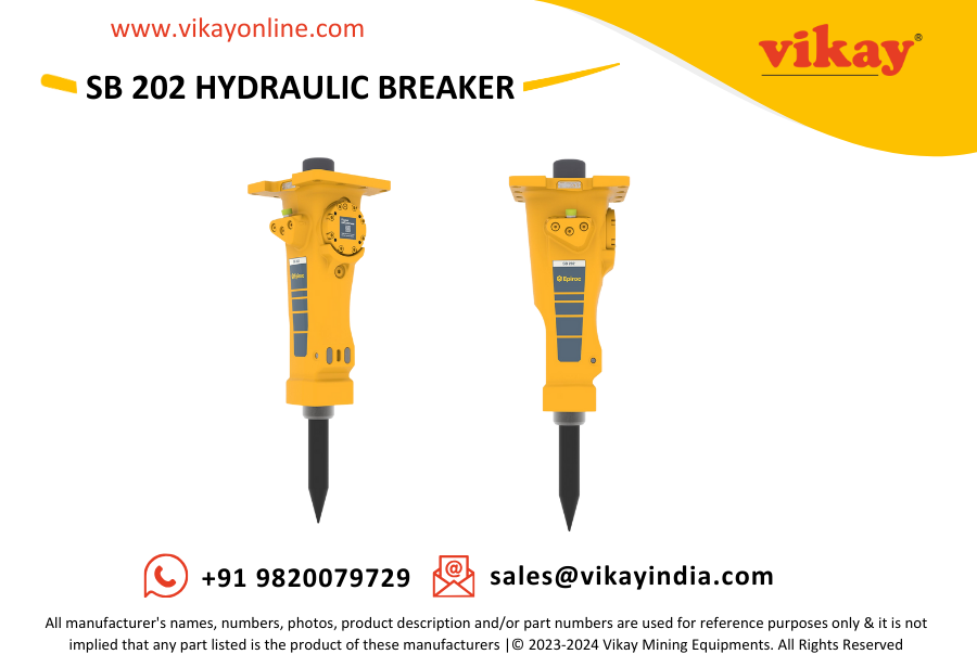 Vikay Mining Equipments is a worldwide distributor of Epiroc SB 202 Hydraulic Breaker - 8460030050 suitable for excavators of 2.5 - 6 tons (5500-13200 lb), used in demolition, renovation, trenching etc. from India

Product Link: vikayonline.com/product/epiroc…
Email: sales@vikayindia.com
