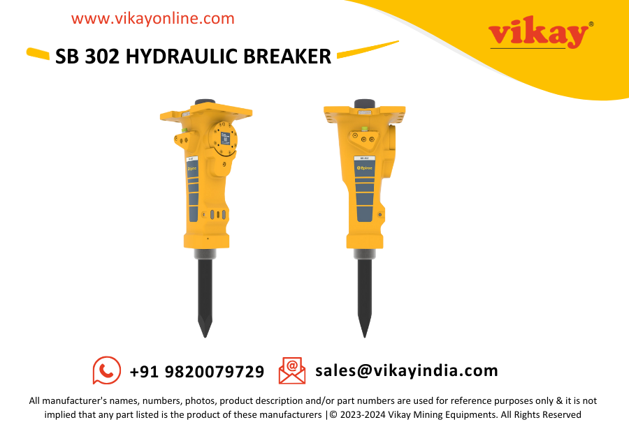 Vikay Mining Equipments is a worldwide distributor of Epiroc SB 302 Hydraulic Breaker - 8460030060 suitable for excavators of 4.5 - 9 tons (9900-19800 lb), used in demolition, renovation, trenching etc from India.

Product Link: vikayonline.com/product/epiroc…
Email: sales@vikayindia.com