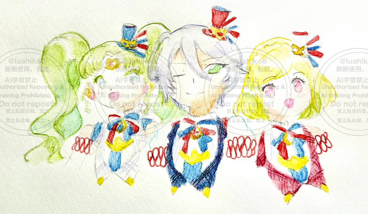 トリコロール〜！
カツパラライブからずっと描きたかった3人！