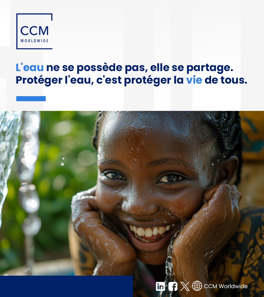 ccm_consulting's tweet photo. 💧 L’eau se partage, elle ne se possède pas.
Un enjeu vital, un défi collectif.
Agir aujourd’hui, c’est préserver demain.
#Eau #Climat #Afrique #Développement #CCMWorldwide https://t.co/9oX9yngDPQ