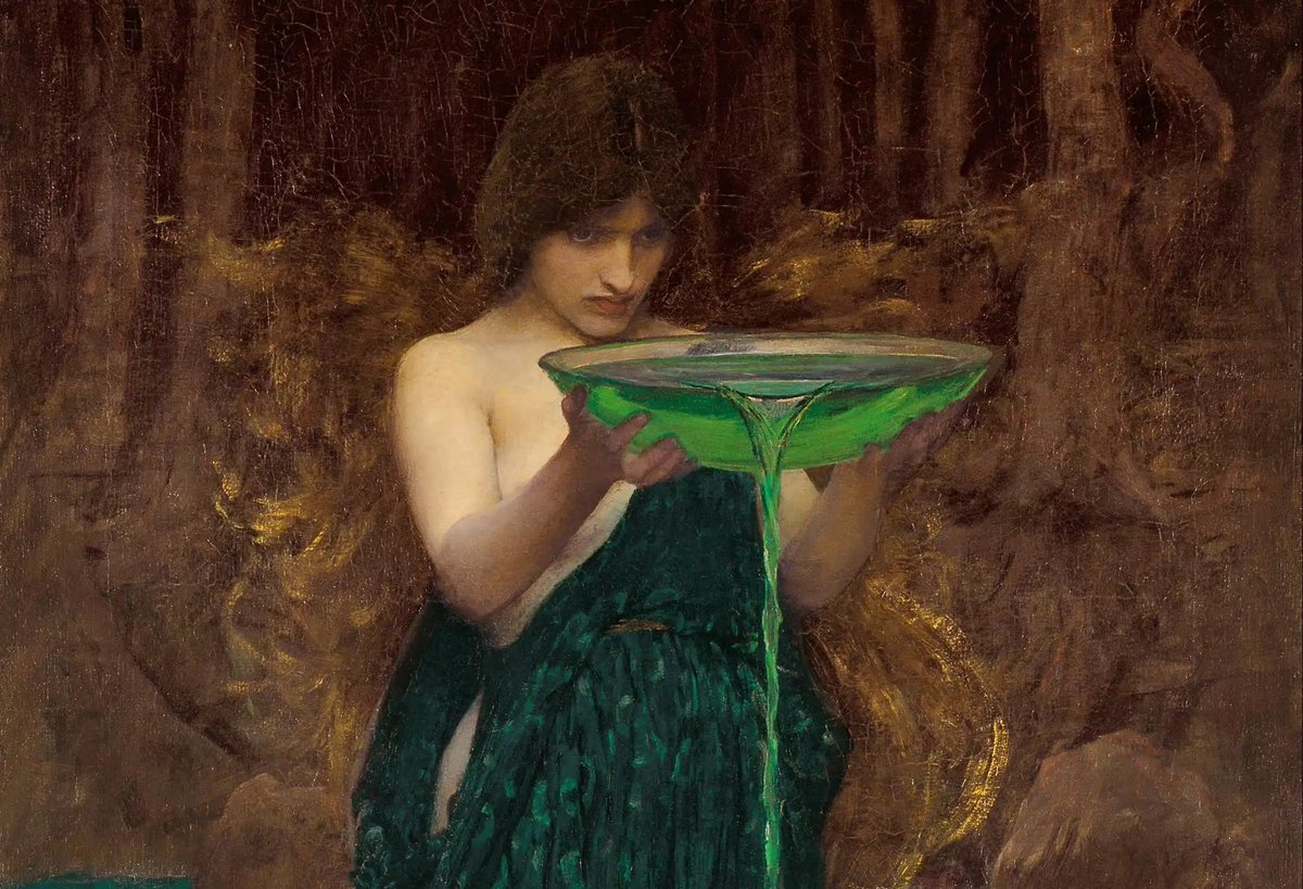*Gemälde von John William Waterhouse (1892)
Circe!
In Homers Odyssee zählt die Episode um die Hexe Circe zu den faszinierendsten und reizvollsten des gesamten Epos.
Sie wird oft als die allererste Hexe der Griechischen Mythologie bezeichnet und ist allgemein bekannt für die