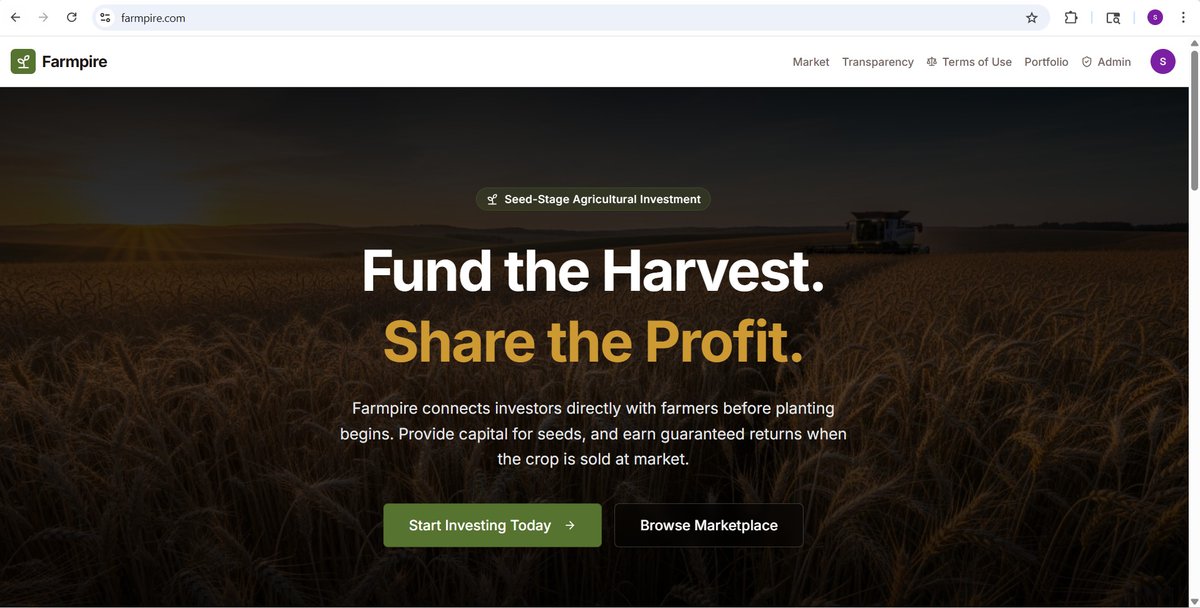 farmpire's tweet photo. We have launched our Agro-investing Platform (At beta stage). 
Farmpire connects investors directly with farmers before planting begins. Provide capital for seeds, and earn guaranteed returns when the crop is sold at market.
Check out here
https://t.co/QhRx0F5IPl https://t.co/aUCkUpwksu
