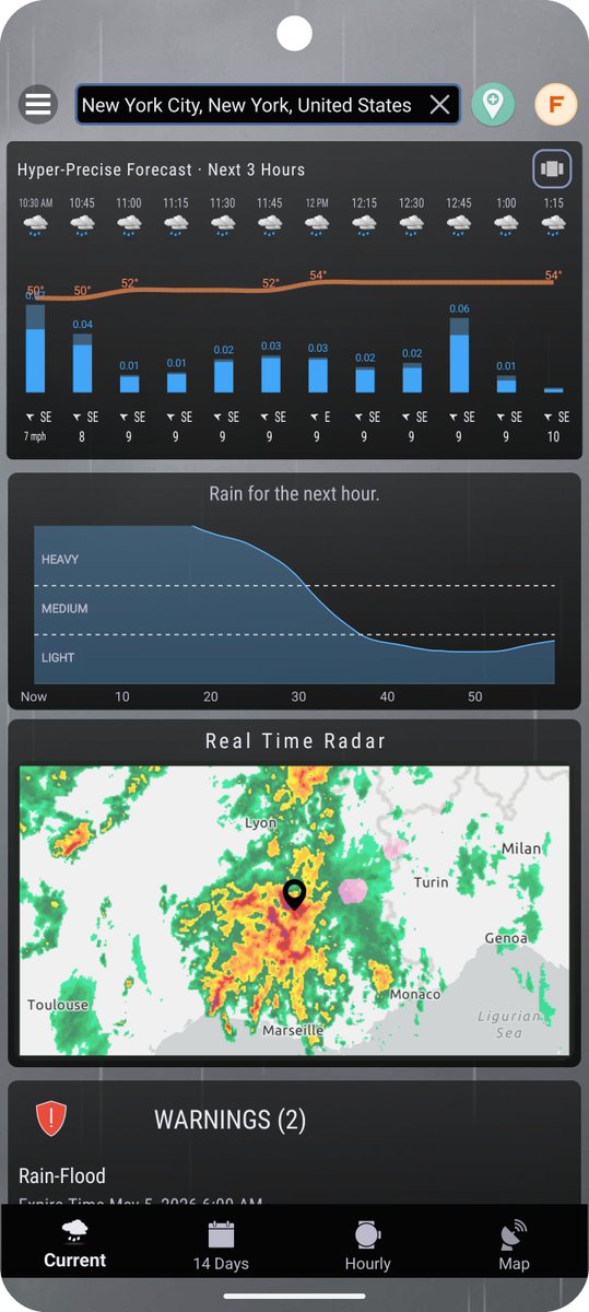 hyperlocal_app's tweet photo. ☔ Will the rain start at 2:30 or 2:45?

Introducing Hyper-Precise Forecast — 15-minute precision for the next 3 hours.

🌍 Powered by Foreca · globally #1 ranked on #forecastwatch
📊 Chart or card view, your call
Update now 👇
https://t.co/HjIraVXSiX https://t.co/LgygXgg6BI