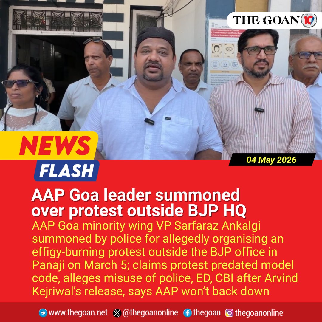 thegoanonline's tweet image. #AAP Goa leader summoned over #protest outside BJP HQ

#Goa #BreakingNews @AAPGoa