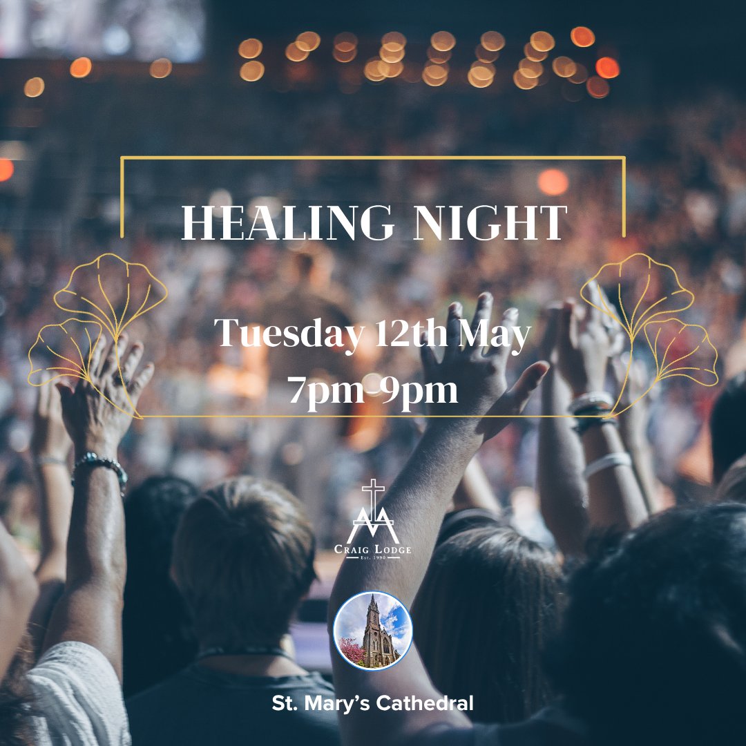 StMarysAberdeen's tweet image. ✨ Healing Night – Tues 12 May

Worship • Testimony • Prayer for healing
with Craig Lodge Mission Team

“He heals the broken-hearted…” — Ps 147:3

📍 St Mary’s Cathedral
🎟️ Free to attend

#healing #healingnight #faith #worship #prayer