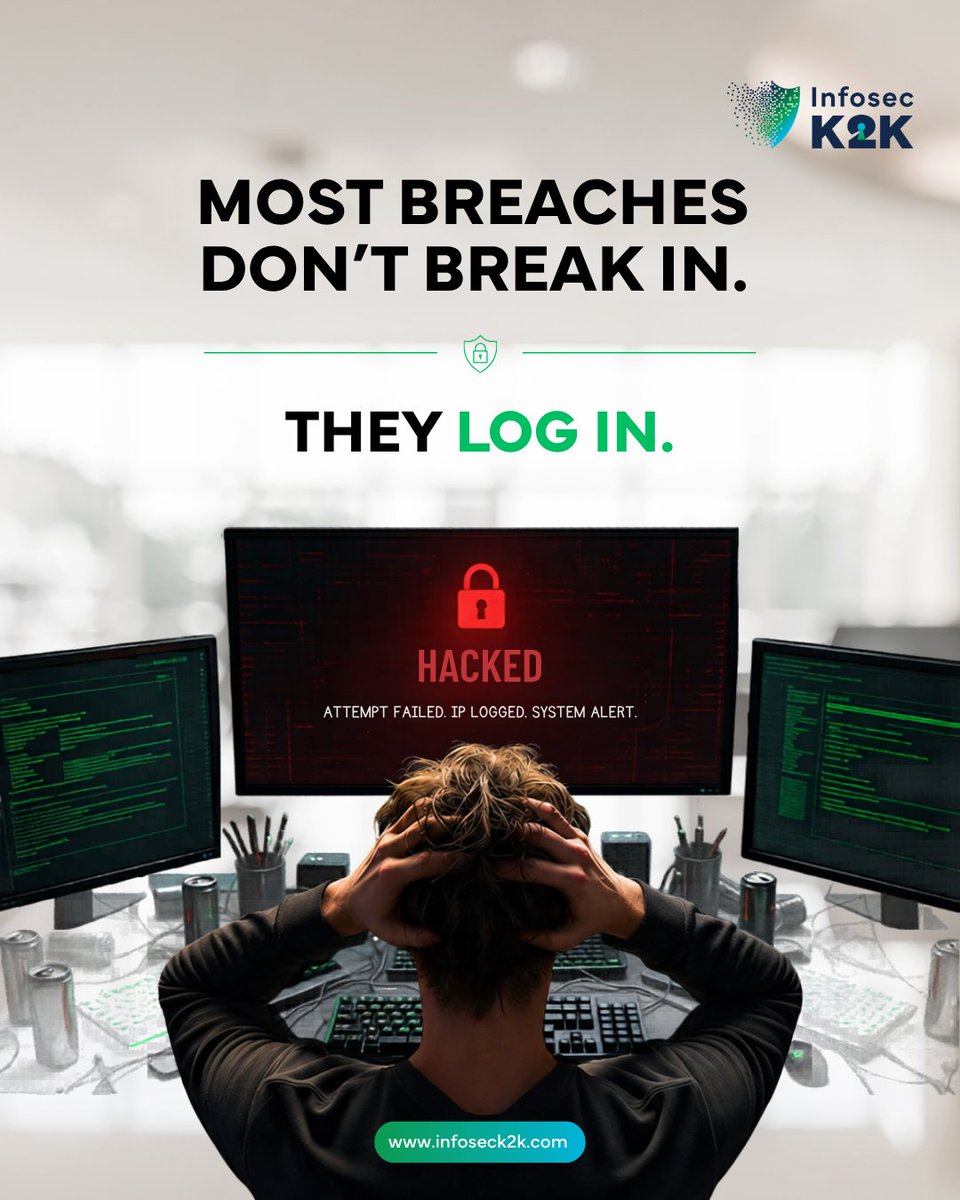InfosecK2K's tweet image. Attackers now use valid identities, not just hacks. Weak IAM = major risk for organizations. Infosec K2K secures identities with governance and monitoring.
Explore: zurl.co/3panP

#IAM #IdentitySecurity #CyberSecurity #InfosecK2K