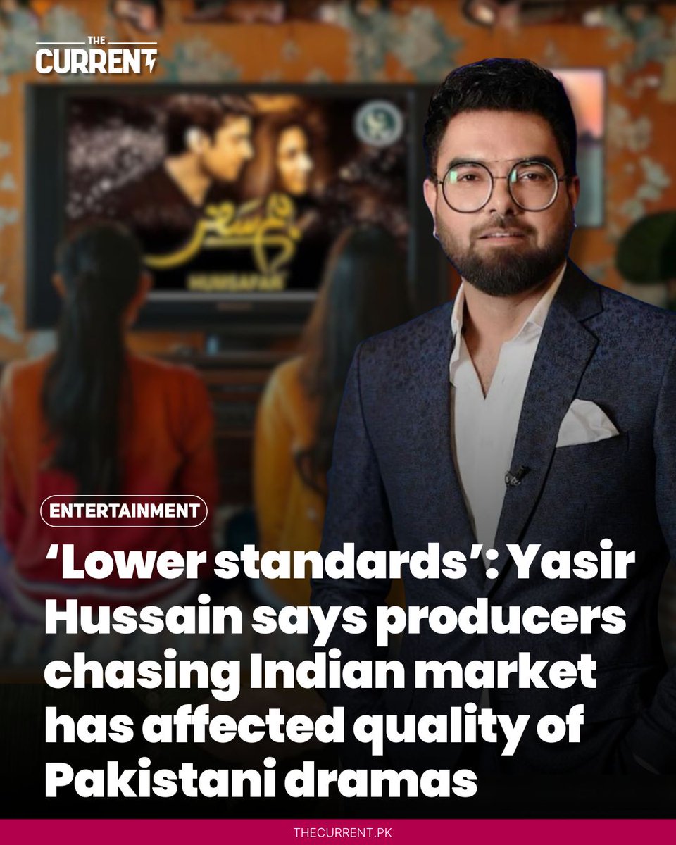 TheCurrentPK's tweet image. Pakistani actor and director Yasir Hussain has blamed producers chasing the Indian market for the decline in quality of Pakistani dramas, saying that this has resulted in lower standards.

Details: thecurrent.pk/lower-standard…

#TheCurrent #LatestNews