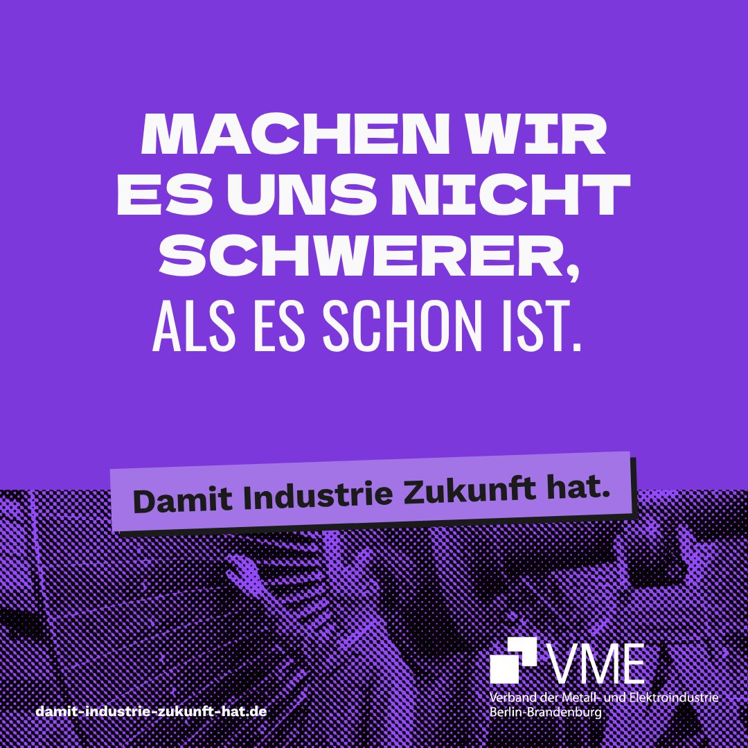 VMEberlin's tweet photo. Industrie unter Druck: Machen wir es uns nicht schwerer, als es schon ist! 📉🛠️

Sinkende Produktion und hohe Kosten gefährden die #MEIndustrie. Wir müssen Belastungen jetzt konsequent begrenzen, damit sich Produktion in Deutschland wieder lohnt. Damit Industrie Zukunft hat! https://t.co/ESfPCG5WlT