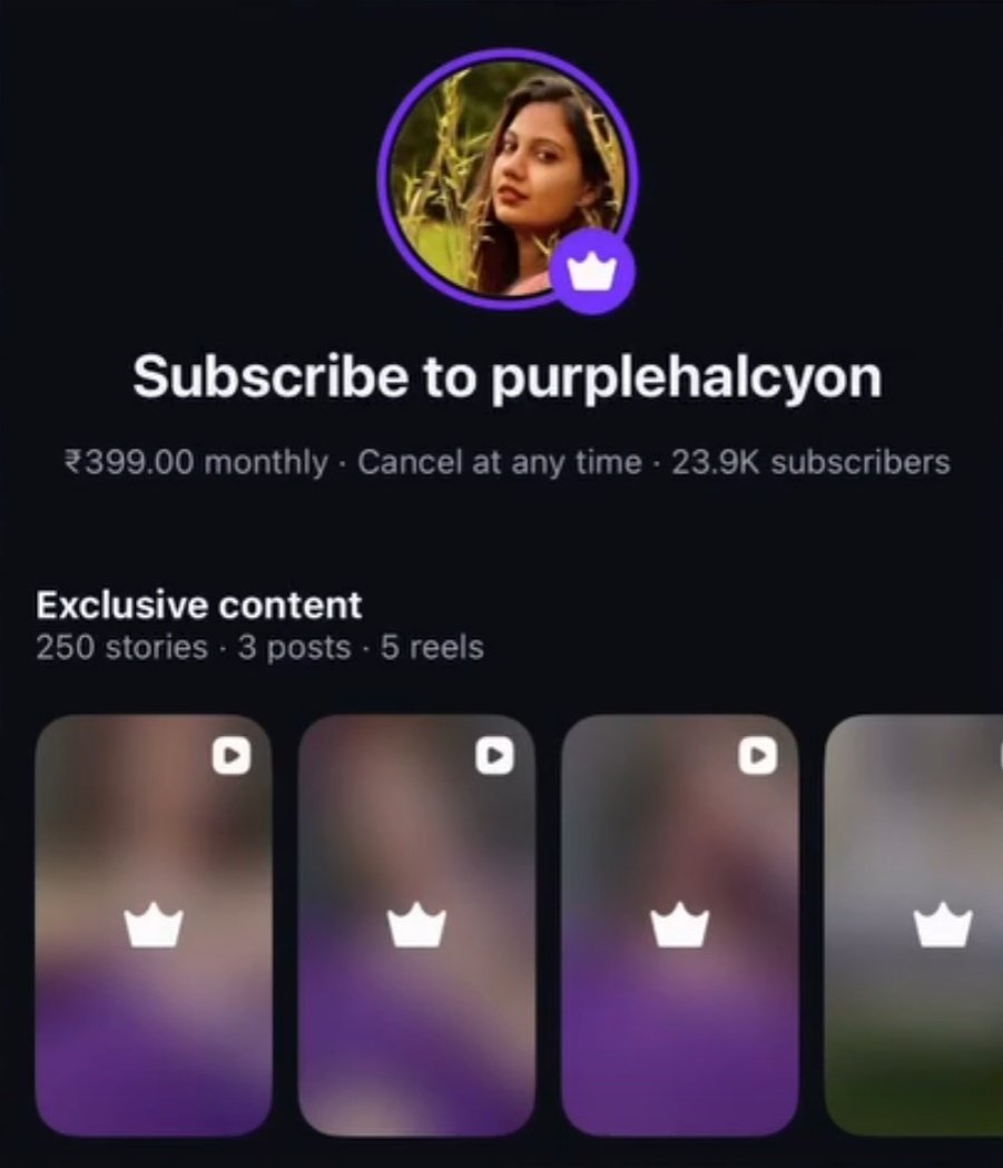SaiAnvii's tweet photo. Purplehalcyon, South India's richest subscription influencer account, was suspended due to mass reporting. 👀💥 https://t.co/HYwwYGcYZE