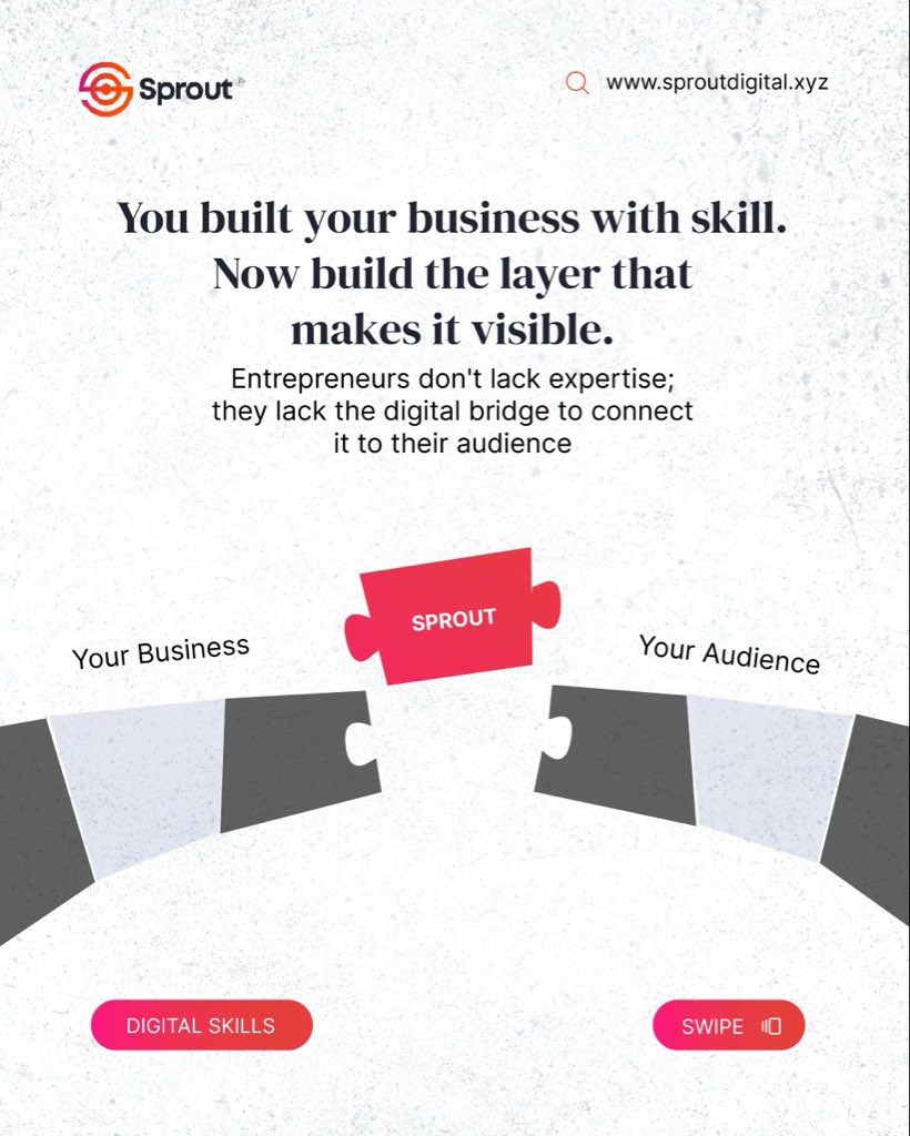 _sproutdigital's tweet photo. Skill built your business.
Visibility grows it.

Bridge the gap with Sprout.

#DigitalSkills #BusinessGrowth #SproutDigital https://t.co/bIm9KrV76M
