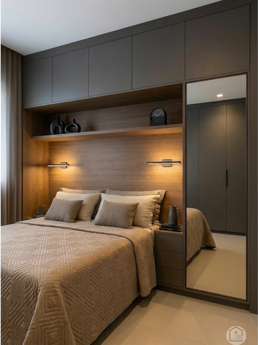A minimal list and space-saving bedroom decor.