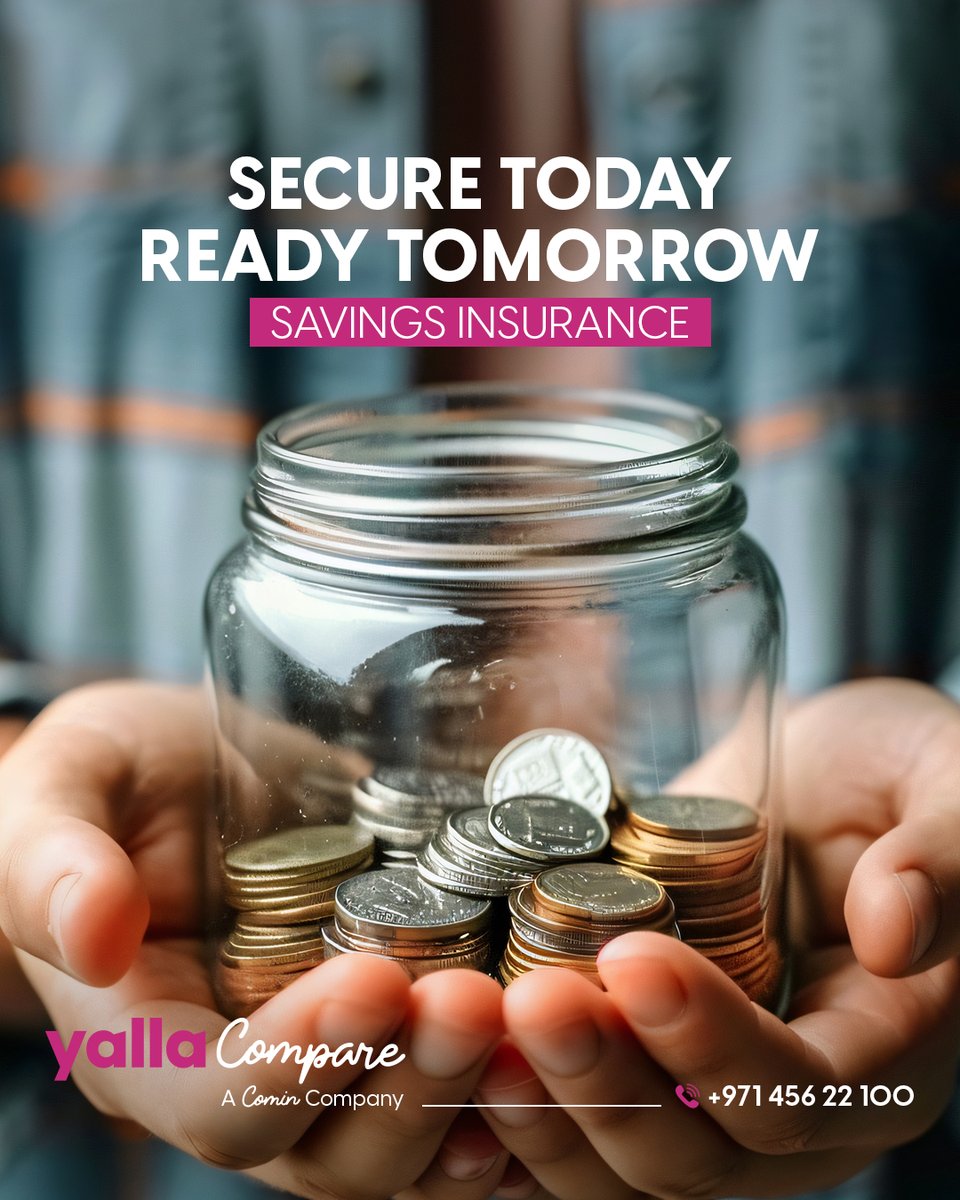 yallacompare's tweet photo. Savings insurance provides immediate security and long-term financial growth.

Visit our website: https://t.co/4TkDMN1Ldv or Call us at +971 456 22 100

#YallaCompare #UAEInsurance #SavingsInsurance #SmartCoverage https://t.co/AcNRMsjSKb