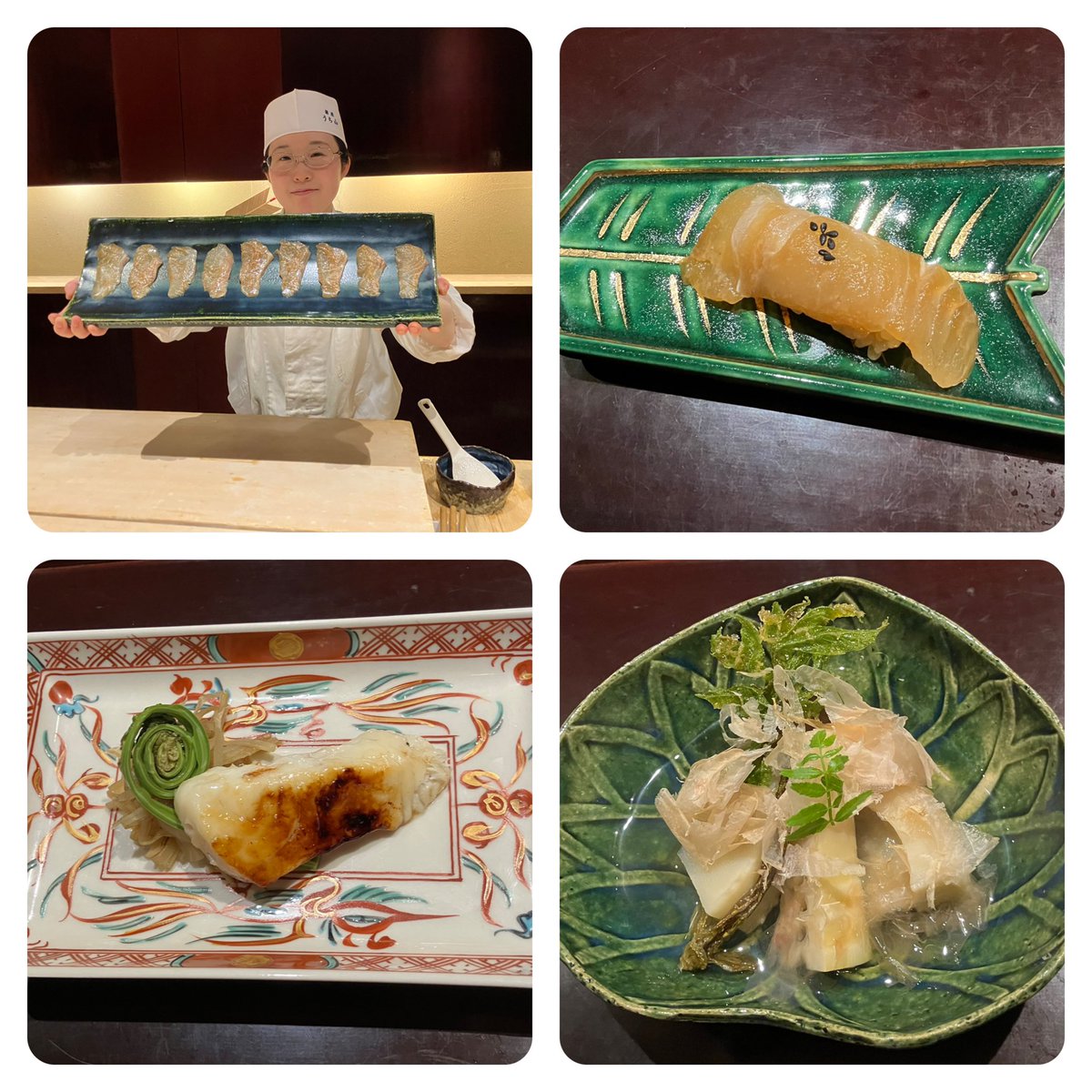 spoon_obasan's tweet photo. 銀座うち山
季節に合わせた調度や旬の食材✨和食の素晴らしさを改めて感じます。大将の軽妙なトークで楽しく食事が進みます。焼き胡麻豆腐は何度食べても美味しい。京都の筍を炊いたのも素晴らしい。そして釜で炊いた美味しいご飯！ねっとりした鯛も胡麻ダレも最高。どの皿も絶品で幸せな時間でした🥰 https://t.co/TEo0y9yWMR
