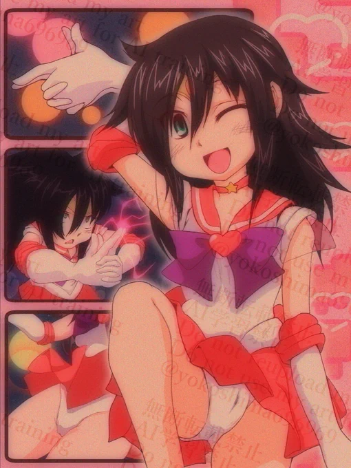 Tomoko looks great in the Sailor Mars costume. #TomokoKuroki #watamote #fanart