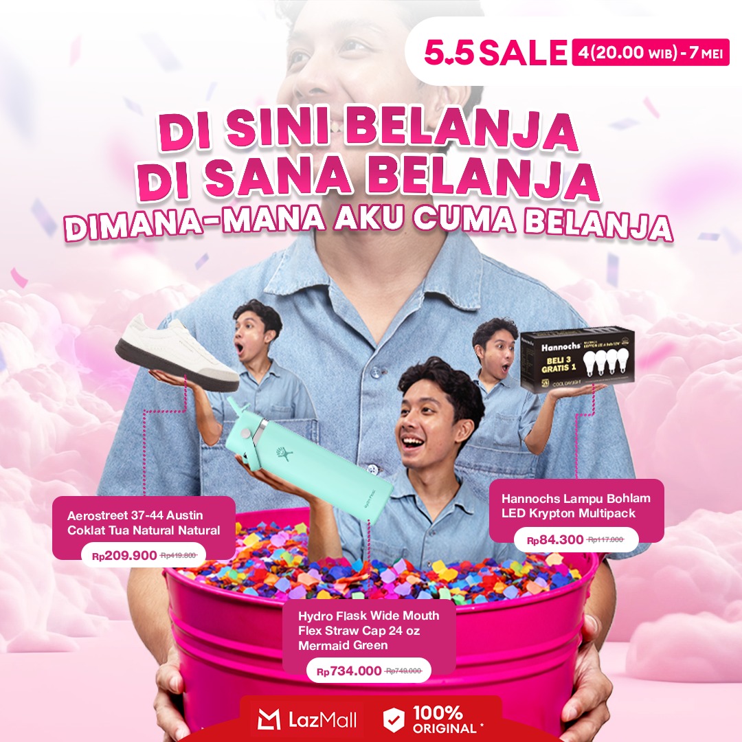 LazadaID's tweet photo. Jadi apa magic wordnya? BELANJA! Udah pasti tujuan utama hidupku cuma Lazada 5.5 Sale karena satu-satunya yang ngasih Voucher Bonus s.d. 500 Ribu + Crazy Brand Mega Offer s.d. 90% dari tanggal 4 (20.00 WIB) - 7 Mei~