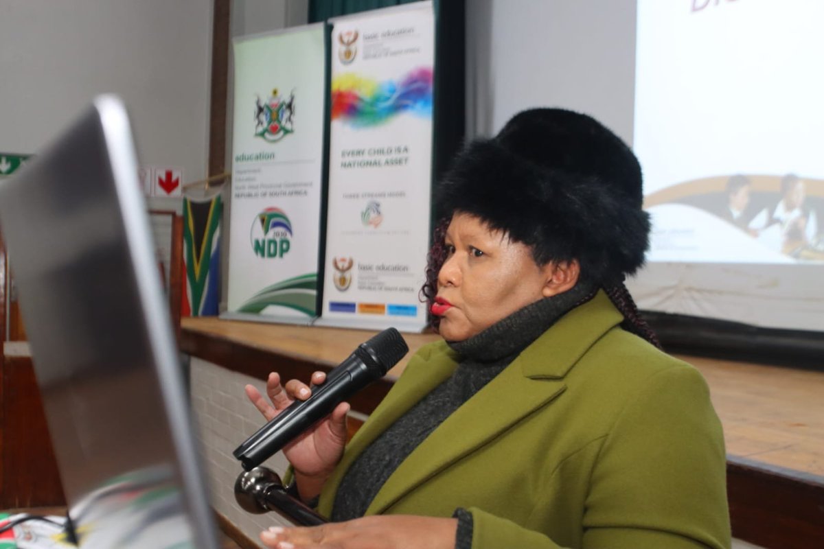 DBE_SA's tweet photo. Earlier this morning, the Director-General of the DBE, Mr Mathanzima Mweli convened a meeting with senior education officials from the Dr Ruth Segomotsi Mompati District at Stelland Primary School in the North West province as part of his #DistrictSupportProgramme.
#EducationZA #GovZAUpdates