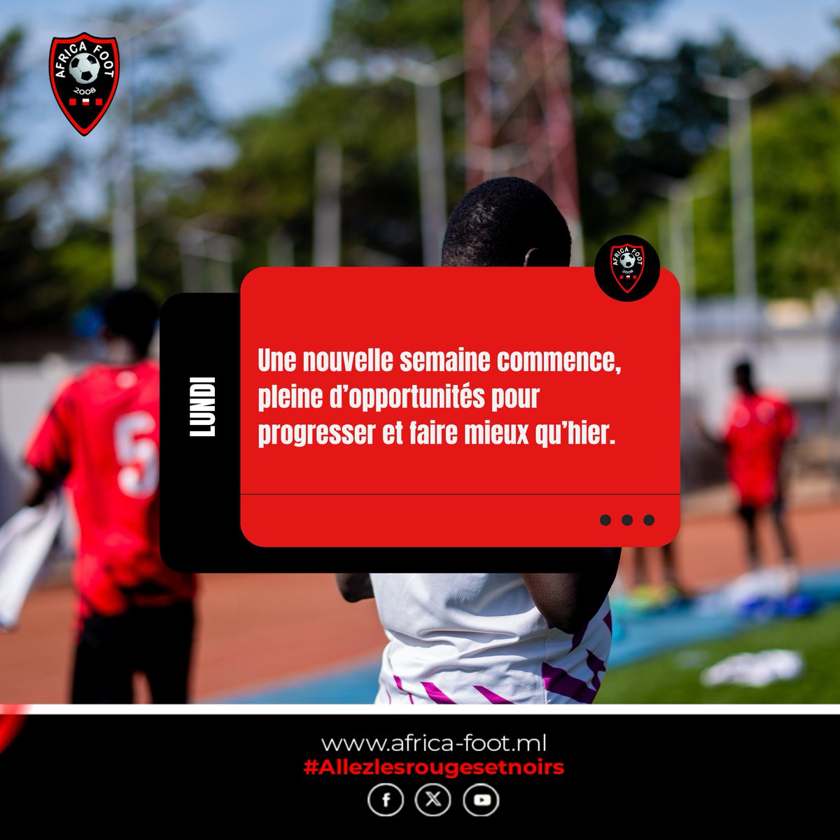 AfricaFootMali1's tweet image. Chaque séance est une occasion de grandir, chaque effort nous rapproche de nos objectifs.

On avance avec détermination, confiance et esprit d’équipe.

Le travail continue. Ensemble.

#AfricaFoot #LundiMotivation #Progression #EspritDEquipe #Allezlesrougesetnoirs