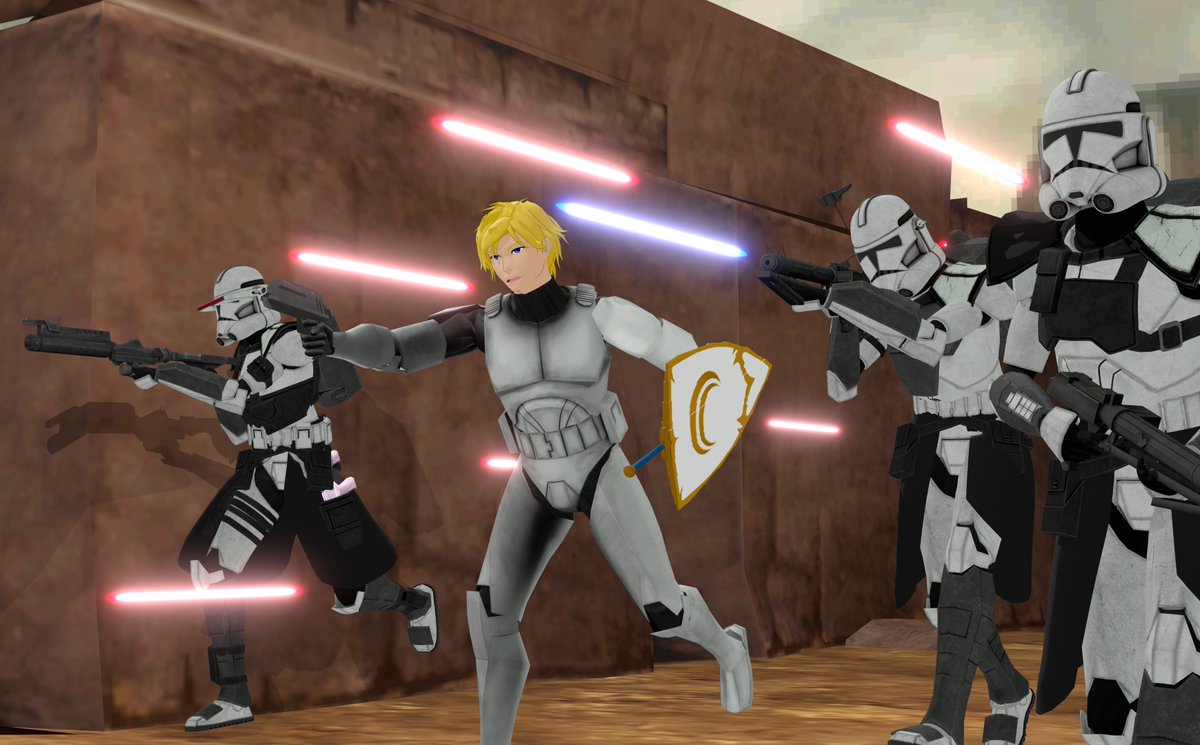 Blast5240's tweet image. Jaune Arc leads a squad of Arc Troopers to battle

#Creator5240 #starwars #rwby #rwbyfanart #maythe4th #jaunearc #arctrooper #blender