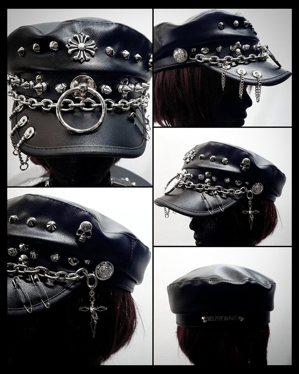 xxx様専門セクポ1点モノオーダーカスタム軍帽 🥀💀一点物AIカスタム新作入荷💀🥀 【軍帽】 スパイクラインがポイント