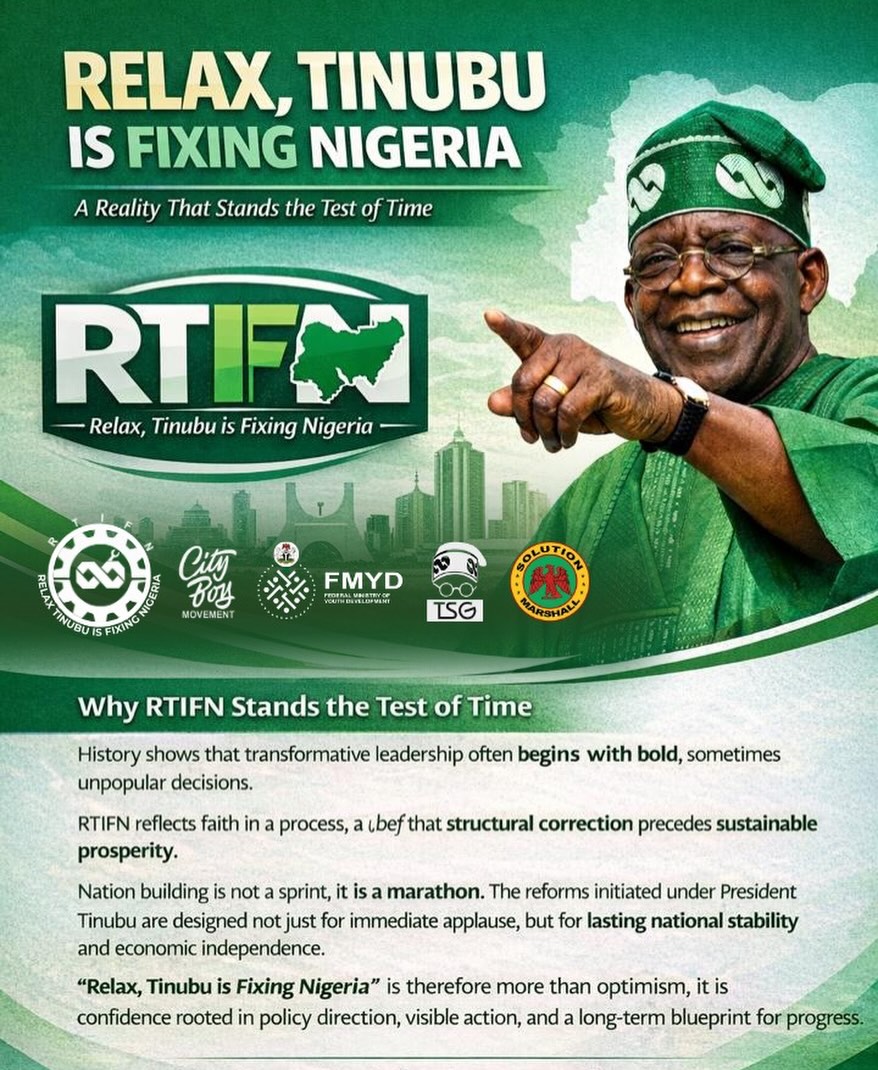RelaxNigeria's tweet photo. 🛠️ Building a Better Nigeria, One Step at a Time

RTIFN stands committed to progress, innovation, and the collective effort required to move our nation forward.

The mission is clear. The work continues.

#RTIFN #RenewedHope #NationBuilding #NigeriaRising https://t.co/3zSB525fwR