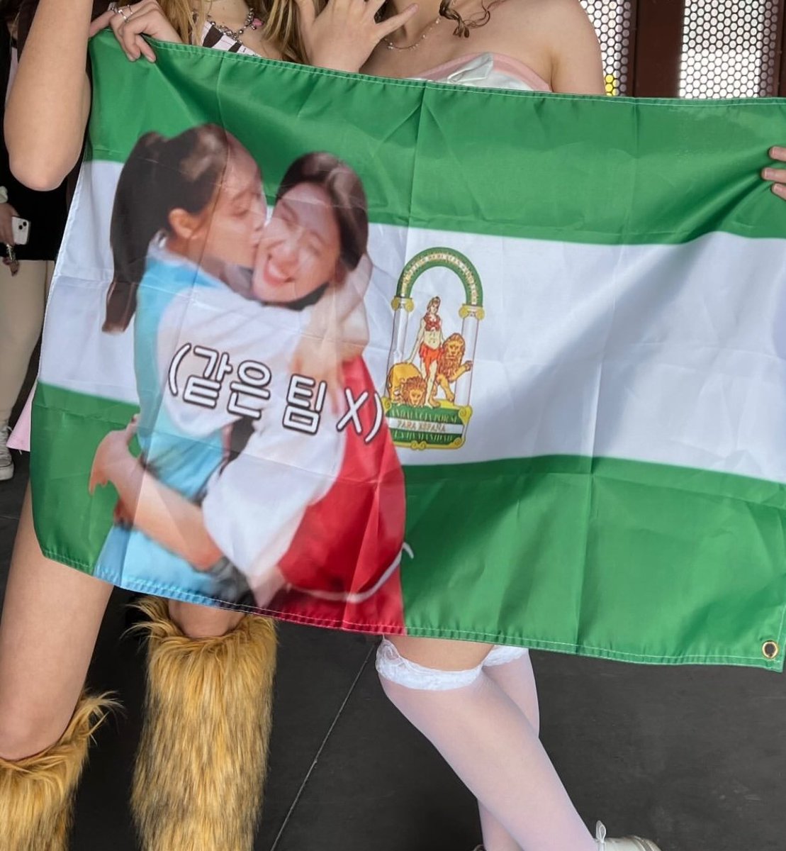 elvilvss's tweet photo. yves with our chuuves flag I LOVE HER #yvesinmadrid https://t.co/OBIMs2Hpix