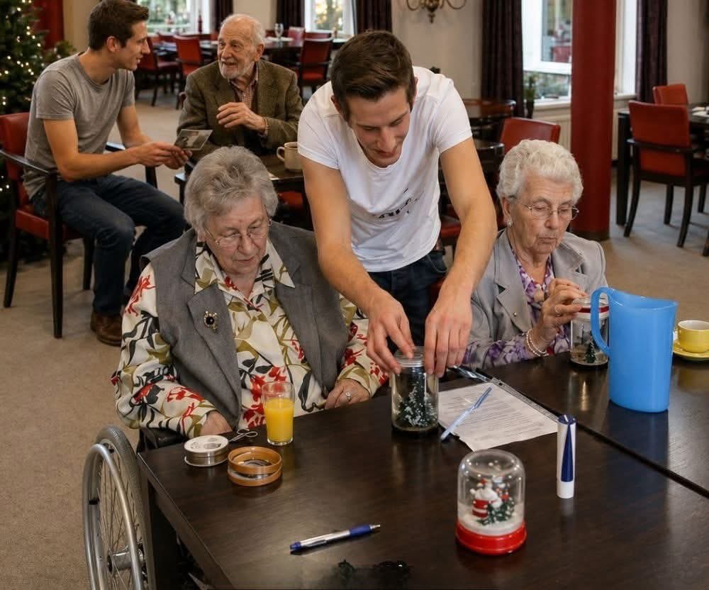 MrPitbull07's tweet image. In the Netherlands, some students live rent-free in a nursing home. In return, they spend time with the elderly residents.
This happens at Humanitas Deventer, where a program brings together two different needs: housing for students and companionship for older people. University