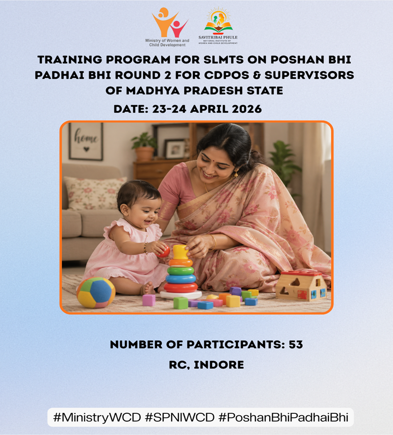SPNIWCD_MWCD's tweet photo. Training Program for SLMTS on Poshan Bhi Padhai Bhi – Round 2 successfully conducted for CDPOs &amp; Supervisors of Madhya Pradesh on 23–24 April 2026 at SPNIWCD,Indore(53 Participants)
#PoshanBhiPadhaiBhi #SLMTS #CapacityBuilding #CDPO #Supervisors #SPNIWCD #WomenAndChildDevelopment https://t.co/0GTR8D37Kb