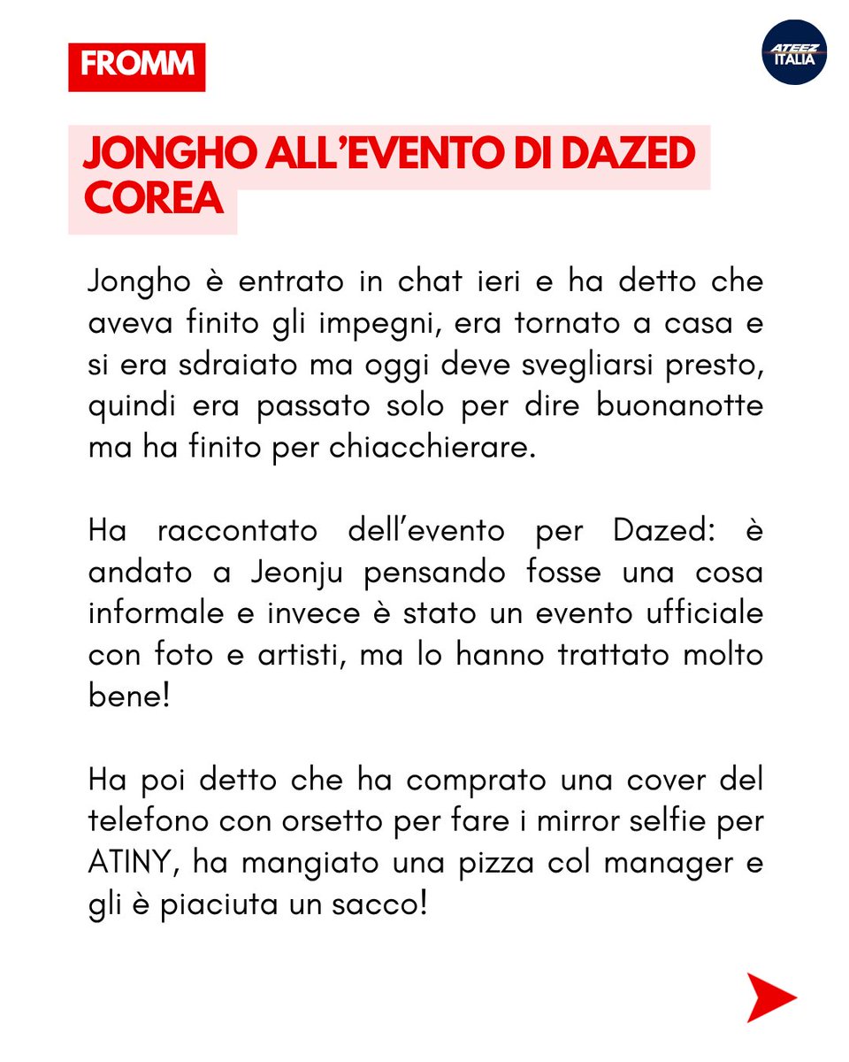 ateezitalia_'s tweet image. #JONGHO su fromm ieri riguardo la sua giornata e l’evento per Dazed!

#ATEEZ #에이티즈