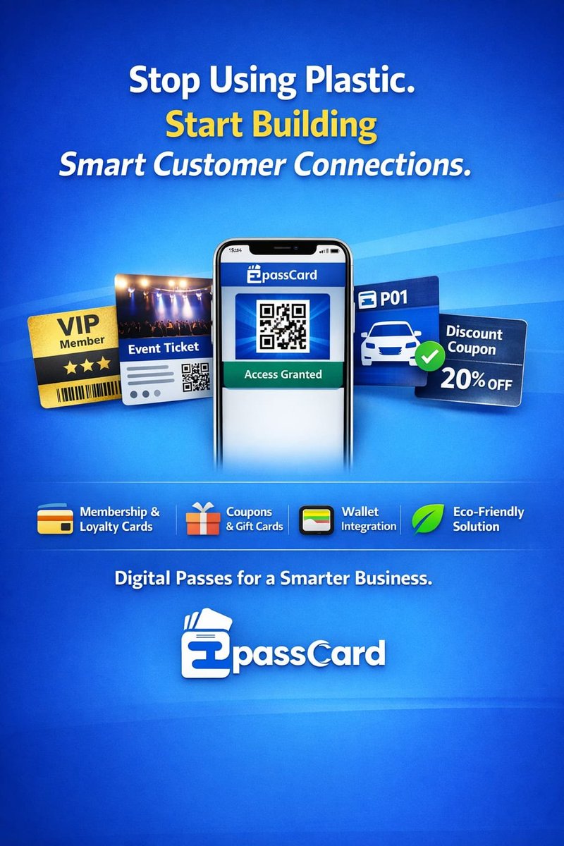 Businesses are moving beyond plastic cards and paper coupons.

ePassCard turns loyalty, membership, and rewards into a simple digital experience inside your customer’s phone.

📲 Smarter engagement
🔁 Better retention
💰 More repeat sales
The future of customer loyalty is digital