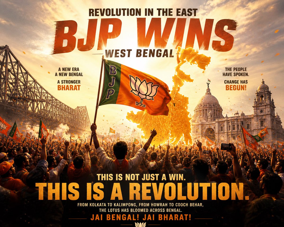 RochisDey's tweet photo. Jai Bangla. Jai Bharat.
Not just a win—this is the rise of a new Bengal.
The voice of change has been heard. 🇮🇳 https://t.co/NmiYFe59J3