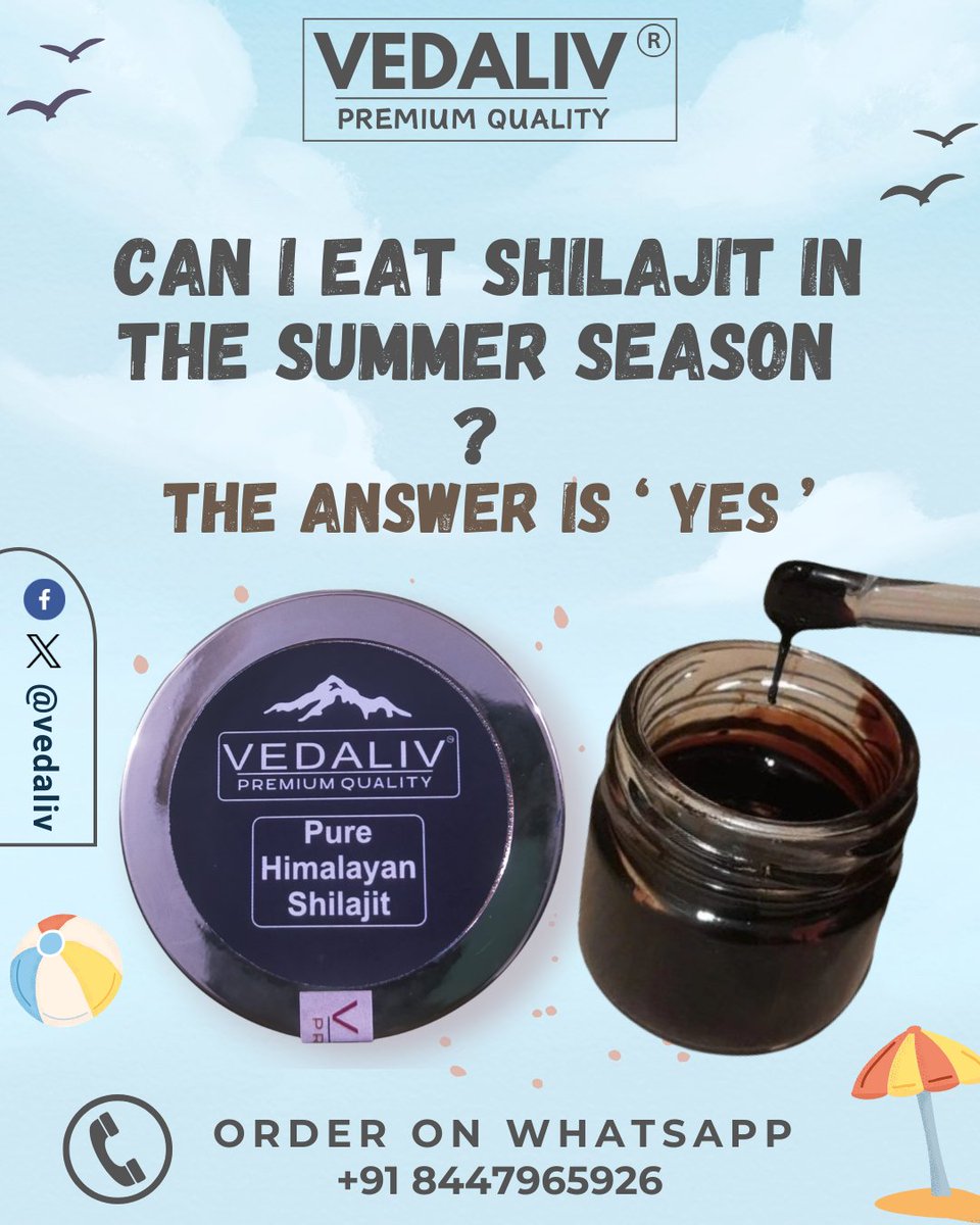VedaLiv's tweet image. Summer + Shilajit? Yes, you can take Shilajit in summer but keep low dose☀️ Order now!
.
.
.
.
#shilajit #shilajitresin #shilajeet #pureshilajit #himalayanshilajit #originalshilajit #shilajituses #shilajitbenefits #summer #healthperformance #vedalivshilajit #summervibes #शिलाजीत