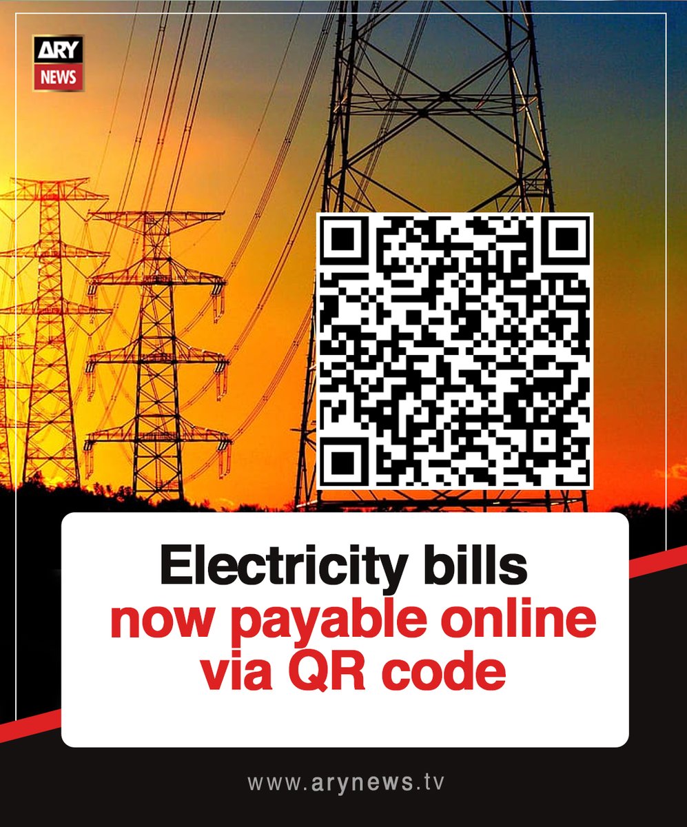 ARYNEWSOFFICIAL's tweet image. #Electricitybills now payable online via #QRcode

Read more : arynews.tv/pesco-introduc…

#ARYNews