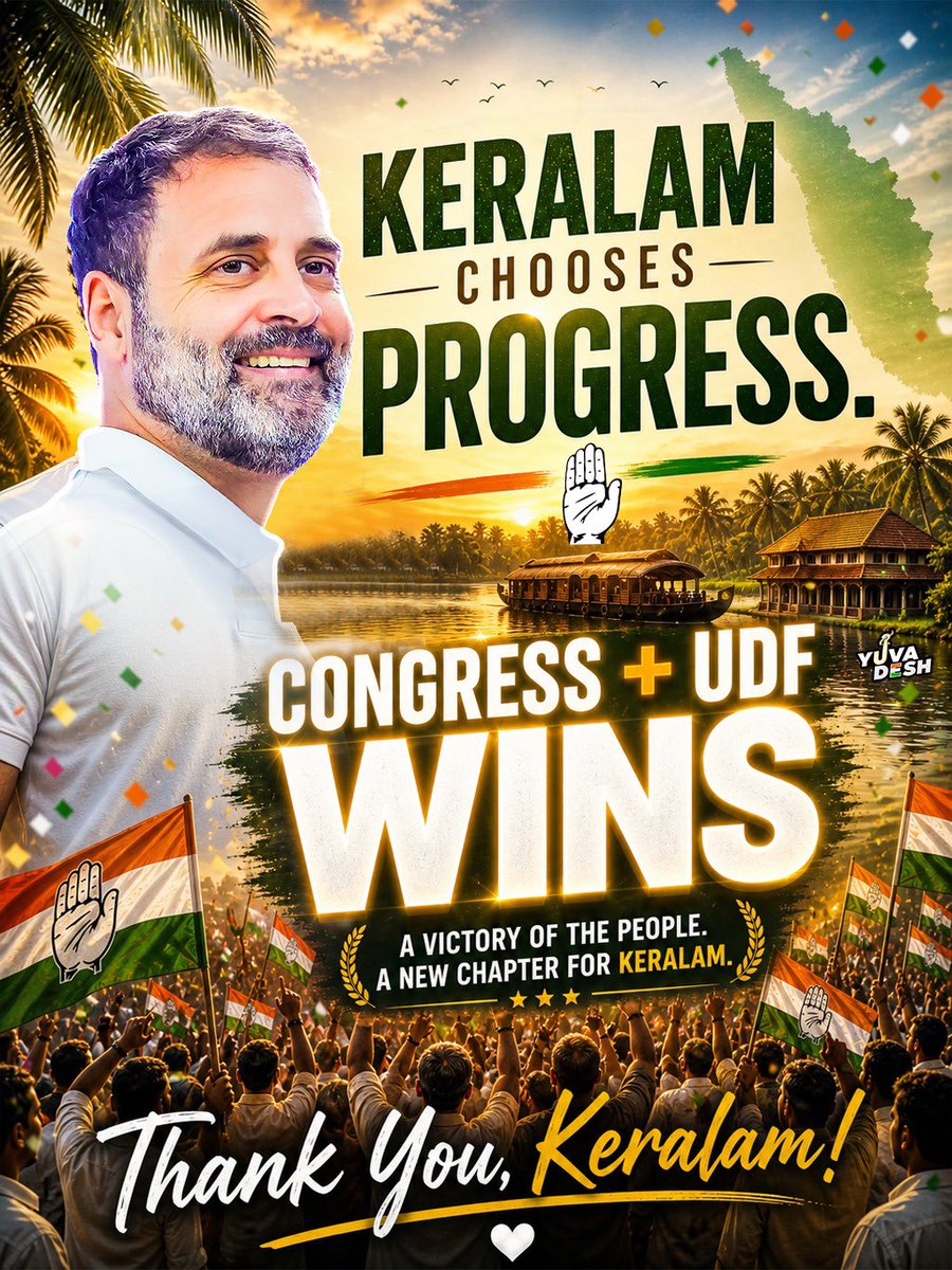 IYC's tweet photo. Keralam Decides. Congress led UDF Triumphs‼️🔥 https://t.co/98oxxpqAKU