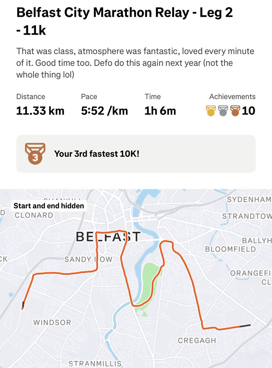 dseay25's tweet photo. What a day, really enjoyed the @marathonbcm relay yesterday with my running club @WNR_BELFAST. Atmosphere was class everywhere along the route, Everyone had a fantastic day and congratulations to our 8 runners who ran the full marathon. Thanks to everyone who donated to Sólás 👍 https://t.co/pNKE8pvLZg