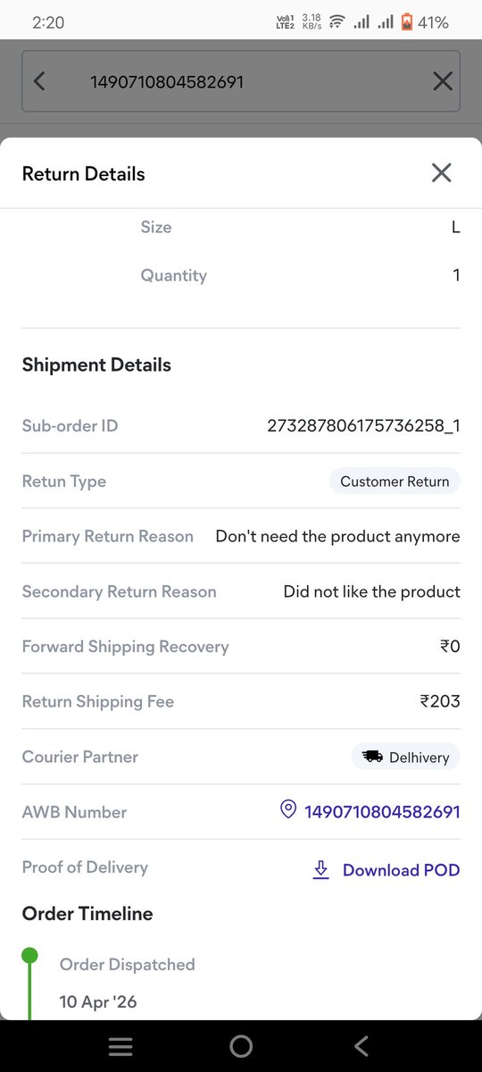 rajesh__parihar's tweet photo. @help_delhivery @Meesho_Official jald se jald delhivery ke agains action lijiye @help_delhivery 

Abhi bhi 203 rs lag raha he 

Aapki team abhi work kar rahi he kya 

Delhivery wale jyada charges kyu laga rahi he 

Bahot delay ho raha he 
Aur jo bhi extra lag raha he wo muje refund chahiye hoga https://t.co/10OmUQ9OFw